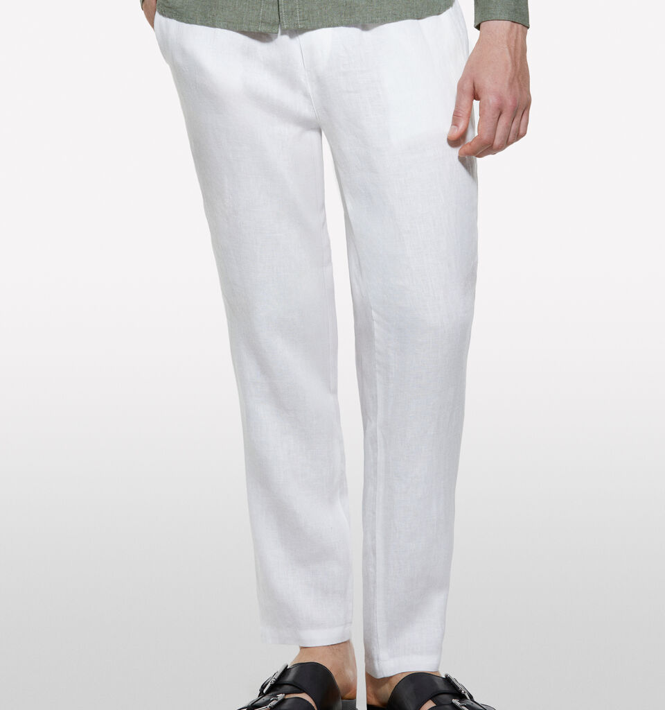 Weiße Jogginghose aus 100% Leinen - joggers hosen für herren - Weiss | Sisley image number 4